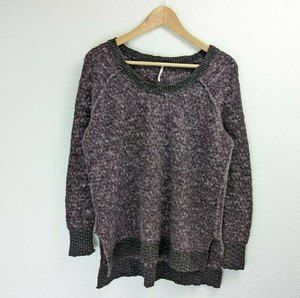 Free People Womens Purple Wool Blend Knit Sweater XS Size Pullover Oversized